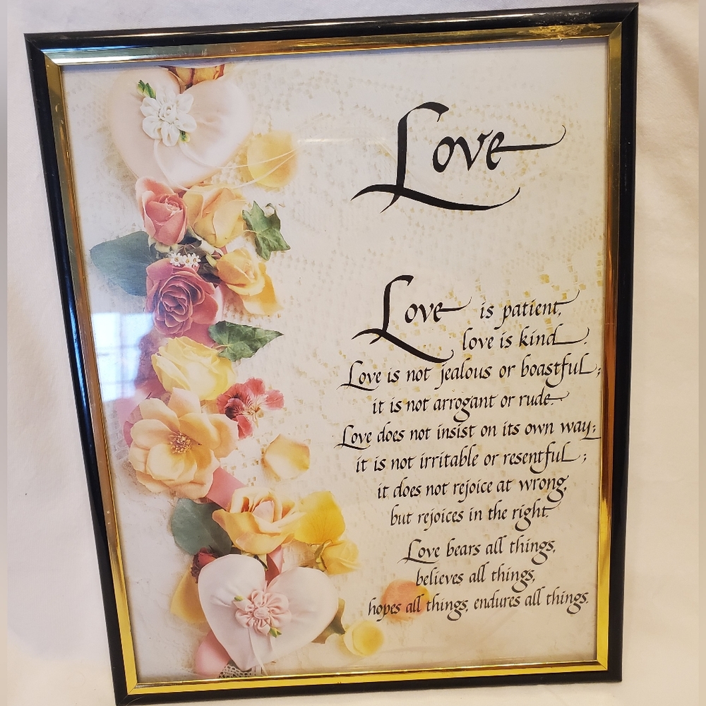 Love Is Patient Vintage Flowered Wall Hanging